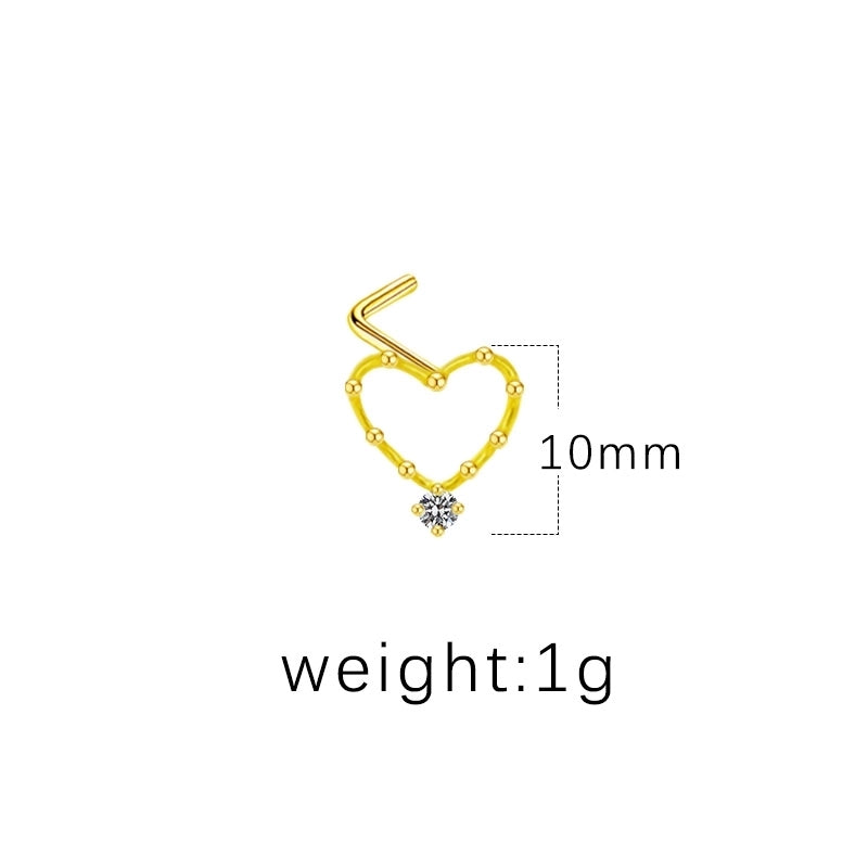 1 Piece Nose Rings & Studs Minimalist Classic Style Heart Shape Butterfly Stainless Steel Titanium Steel Copper Plating Inlay Rhinestones Zircon Gold Plated Nose Rings & Studs