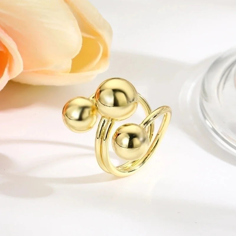 Minimalist Classic Style Solid Color Copper Plating Gold Plated Rings