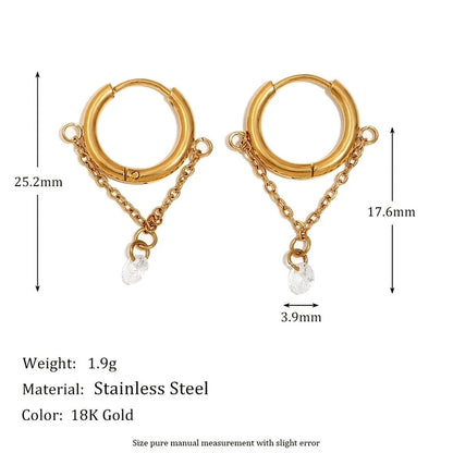 1 Pair Minimalist Geometric 304 Stainless Steel 18K Gold Plated Drop Earrings