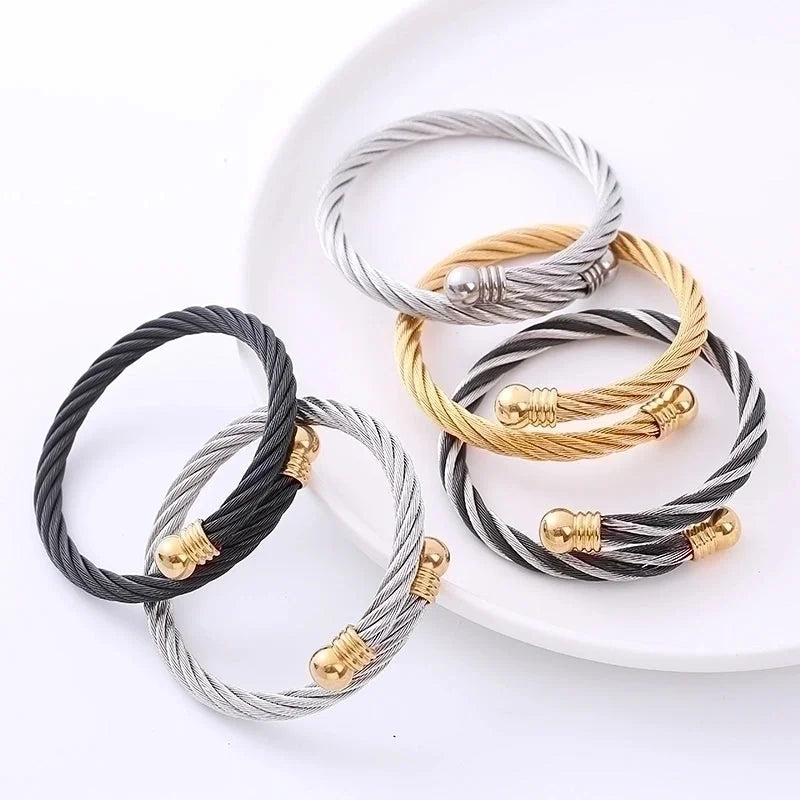 Retro Bulb 304 Stainless Steel 18K Gold Plated Bangle In Bulk