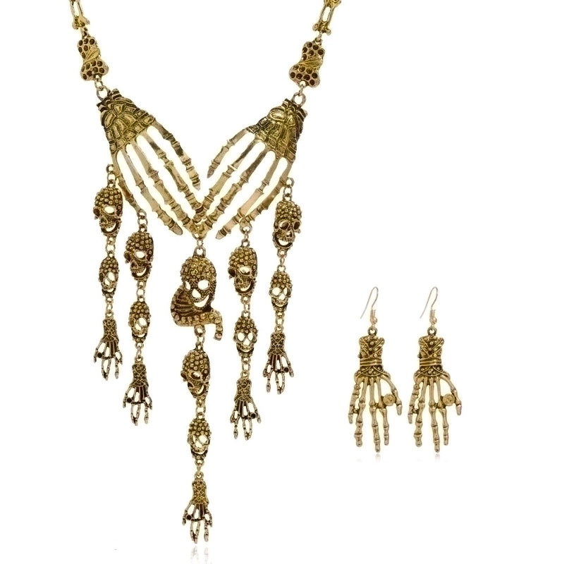 Retro Exaggerated Unforgettable Skull Alloy Plating Halloween Women's Earrings Necklace