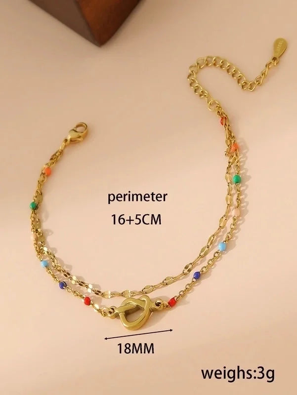 Casual IG Style Cross Heart Shape 304 Stainless Steel 18K Gold Plated Resin Stainless Steel Bracelets In Bulk