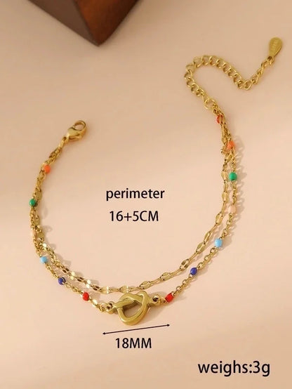 Casual IG Style Cross Heart Shape 304 Stainless Steel 18K Gold Plated Resin Stainless Steel Bracelets In Bulk