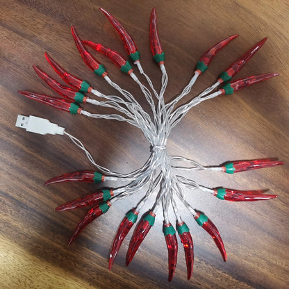 LED Red Pepper Colored Lights String Lights Flashing Lights New Year Christmas Holiday Decorative Atmosphere Lights New Year Home Layout Lighting