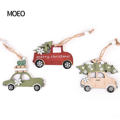 Christmas Wind Christmas Tree House Car Wood Party Festival Hanging Ornaments