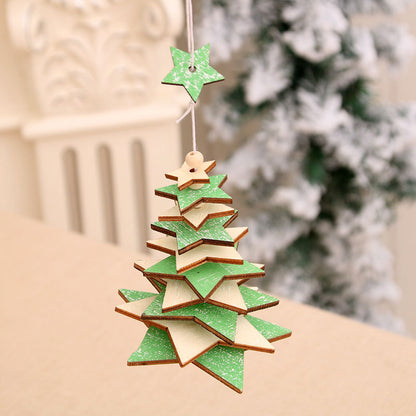Christmas Wooden Bell Pendant Wind Chime Pendant Christmas Tree 3d Small Hanging Ornament Christmas Gift