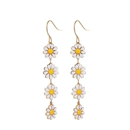 1 Pair Pastoral Daisy Copper Gold Plated Dangling Earrings