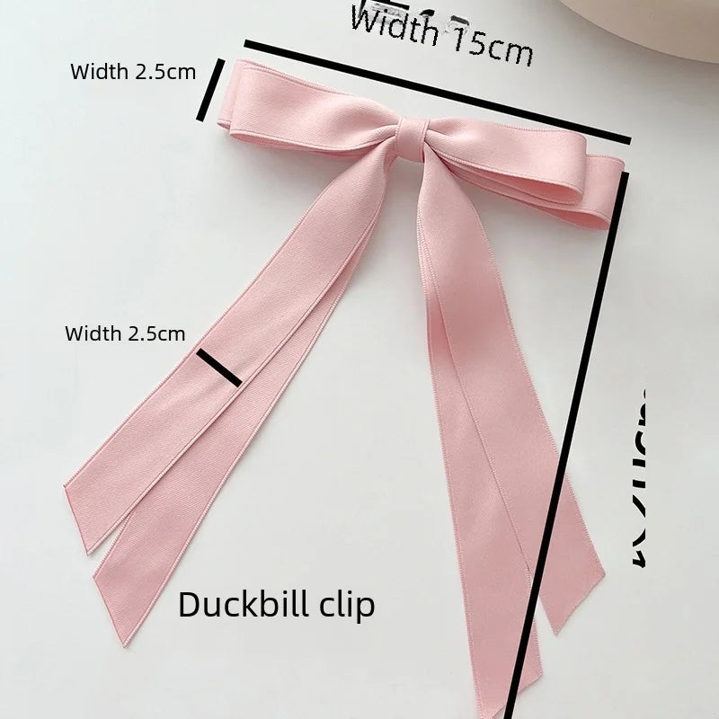 Korean Style Double-layer Bow Ribbon Hairclip Women's Ballet Girl Side Clip Back Head Top Simple Hair Accessories