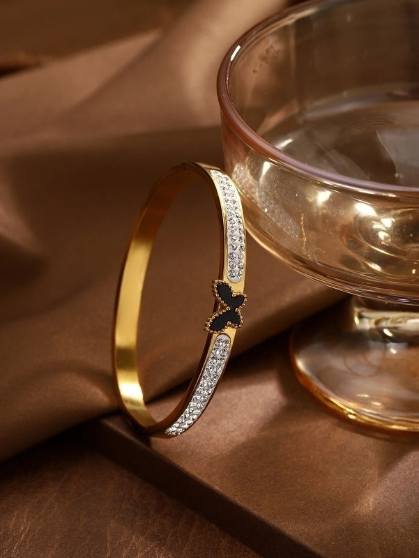 Elegant Butterfly 304 Stainless Steel Zircon Bangle In Bulk