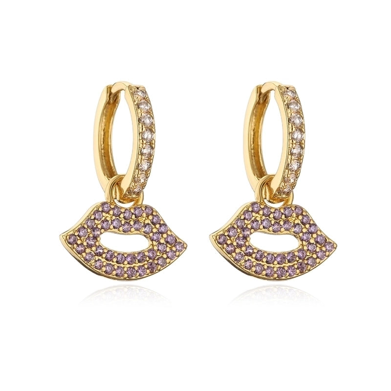 1 Pair Minimalist Fish Tail Copper Inlay Rhinestones Drop Earrings