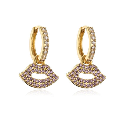 1 Pair Minimalist Fish Tail Copper Inlay Rhinestones Drop Earrings