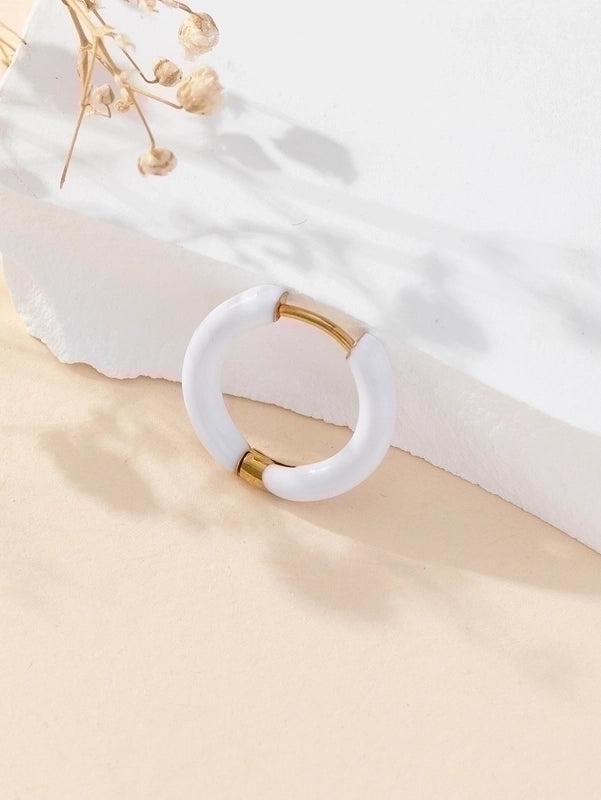 1 Piece Minimalist Solid Color Enamel Stainless Steel Earrings