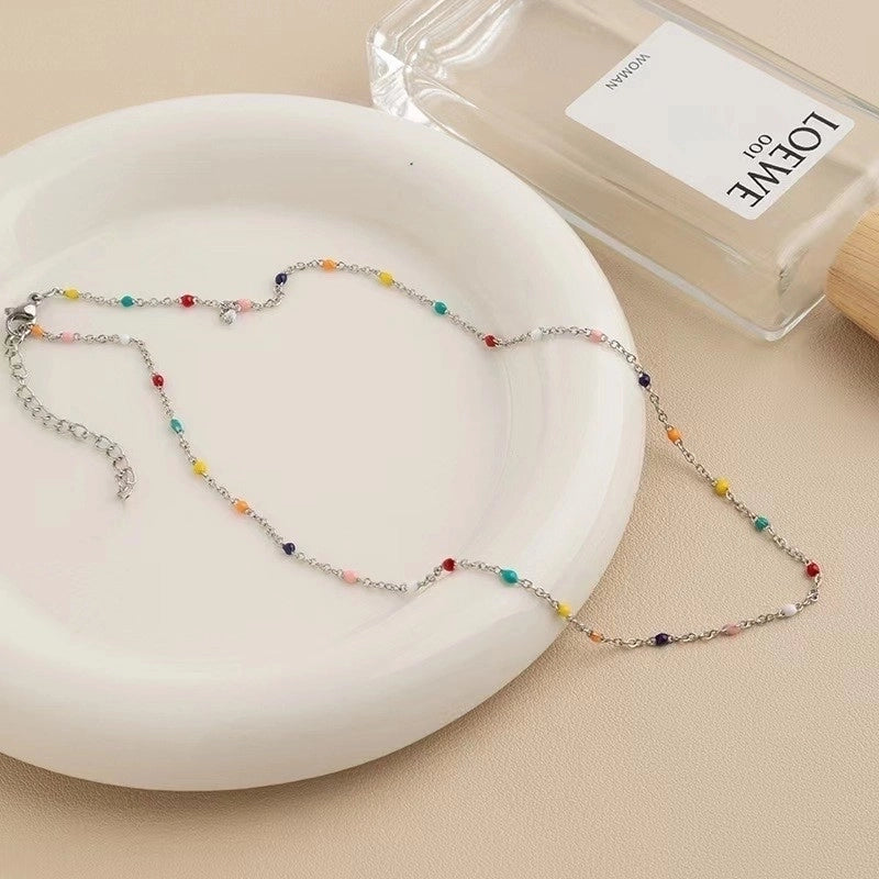 Lady Sweet Heart Shape Flower Fish Tail Imitation Pearl Alloy Inlay Rhinestones Women\'s Necklace