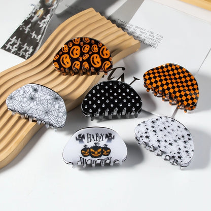 Halloween Minimalist Women's Pumpkin Lattice Spider PVC Hair Claws