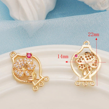 1 Piece Alloy Heart Shape Flower Pendant