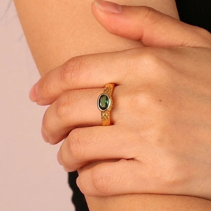 Minimalist Classic Style Color Block Copper Plating Inlay 18K Gold Plated Zircon Rings