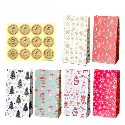 Christmas Cartoon Style Christmas Tree Santa Claus Kraft Paper Party Gift Bags Gift Wrapping Supplies