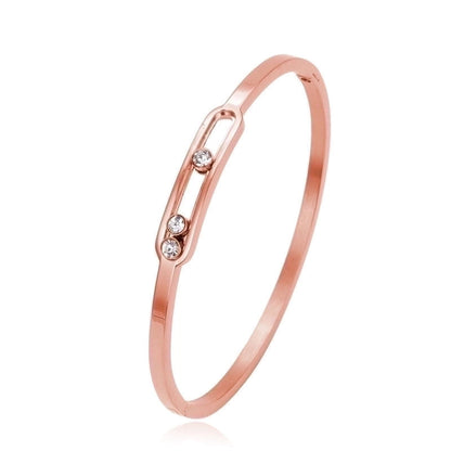 IG Style Geometric Solid Color Stainless Steel Zircon Bangle In Bulk