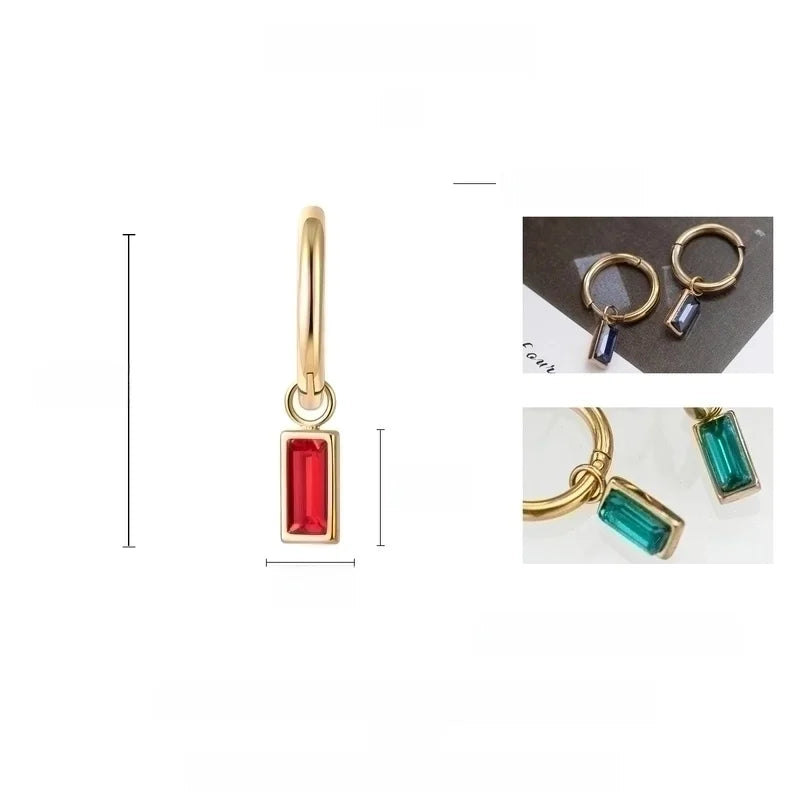 Minimalist Geometric Gold Plated 304 Stainless Steel Titanium Steel Glass 18K Gold Plated Earrings