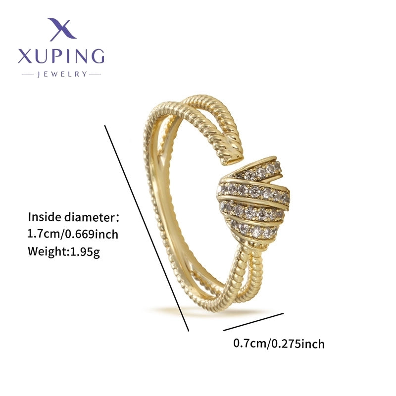 Copper 18K Gold Plated Inlay Geometric Butterfly Fish Tail Artificial Gemstones Open Rings