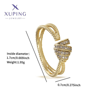 Copper 18K Gold Plated Inlay Geometric Butterfly Fish Tail Artificial Gemstones Open Rings