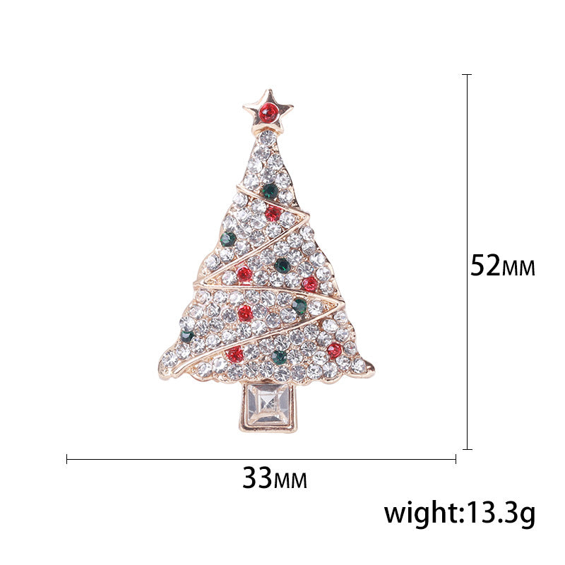 Fashion Pin Christmas Tree Alloy Inlay Rhinestones Women'S Brooches