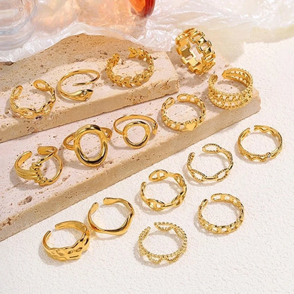 Elegant Minimalist Classic Style Solid Color 304 Stainless Steel Zircon Inlay Open Rings