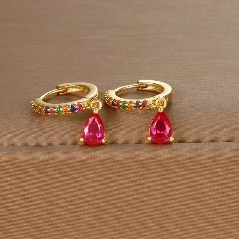 1 Pair IG Style Shiny Water Droplets Plating Inlay Copper Zircon Drop Earrings