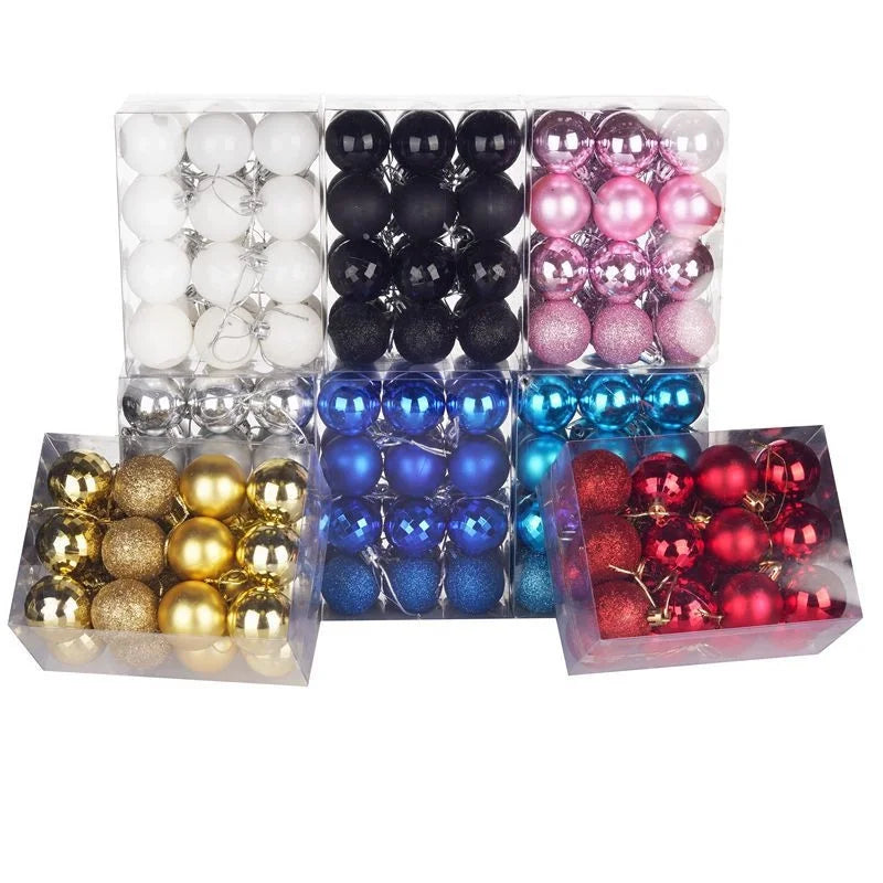 Christmas Ball 24 PCs 4cm Christmas Color Ball Plastic Bright Plating Ball Christmas Tree Decorations