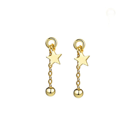 1 Piece Minimalist Classic Style Star Tassel Plating 304 Stainless Steel Drop Earrings
