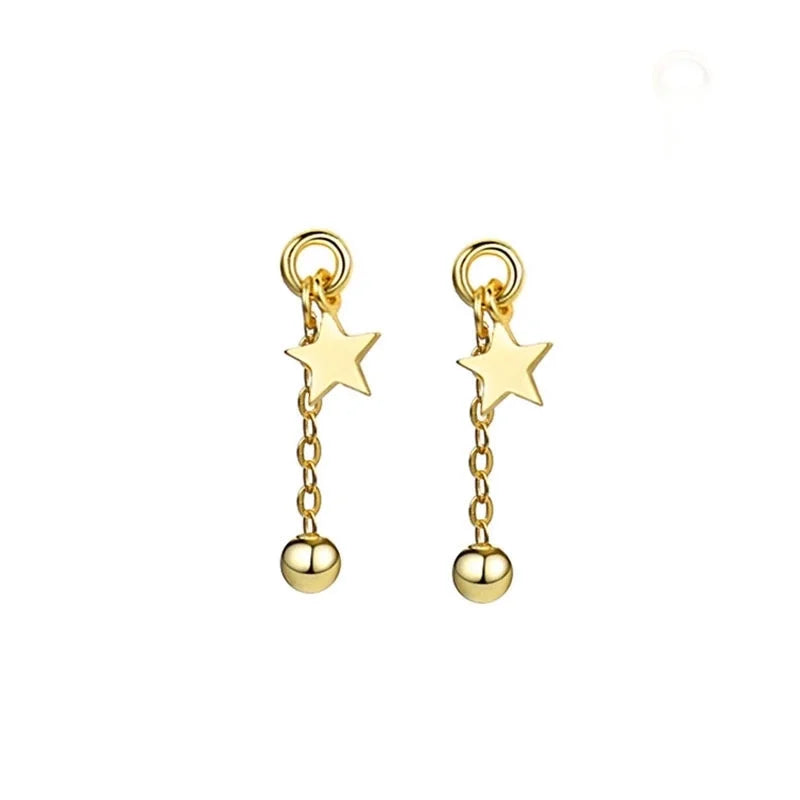 1 Piece Minimalist Classic Style Star Tassel Plating 304 Stainless Steel Drop Earrings
