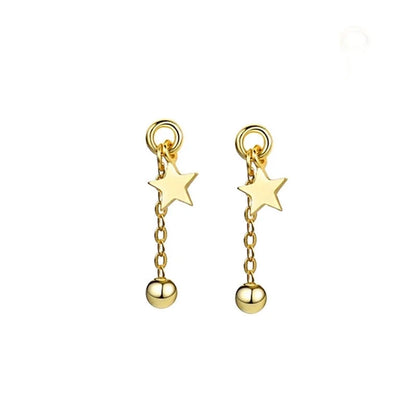 1 Piece Minimalist Classic Style Star Tassel Plating 304 Stainless Steel Drop Earrings