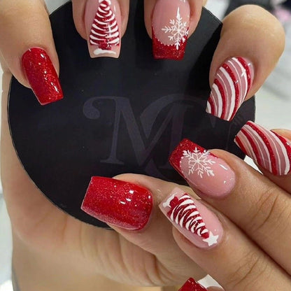 Christmas Classic Style Christmas Tree Plastic Press-on Nails 1 Set