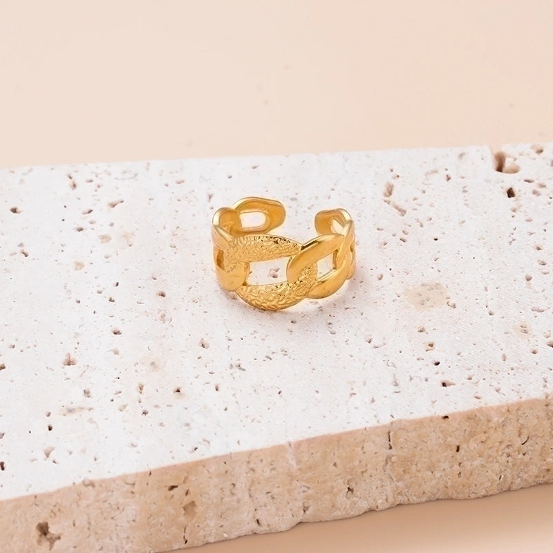 INS Style Leaf 304 Stainless Steel Plating Hollow Out Open Ring