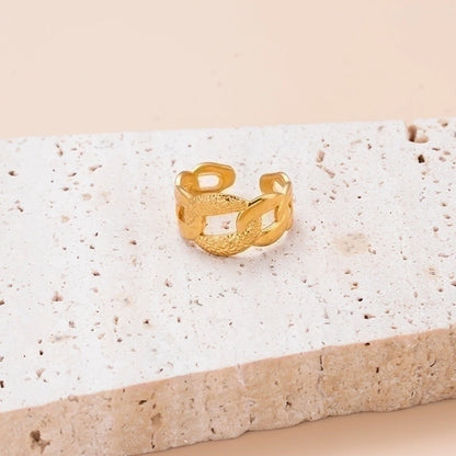 INS Style Leaf 304 Stainless Steel Plating Hollow Out Open Ring