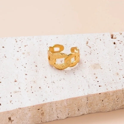 INS Style Leaf 304 Stainless Steel Plating Hollow Out Open Ring