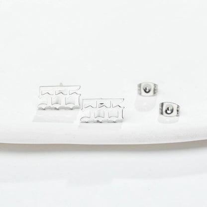 1 Pair Minimalist Number Plating Hollow Out 304 Stainless Steel 18K Gold Plated Ear Studs