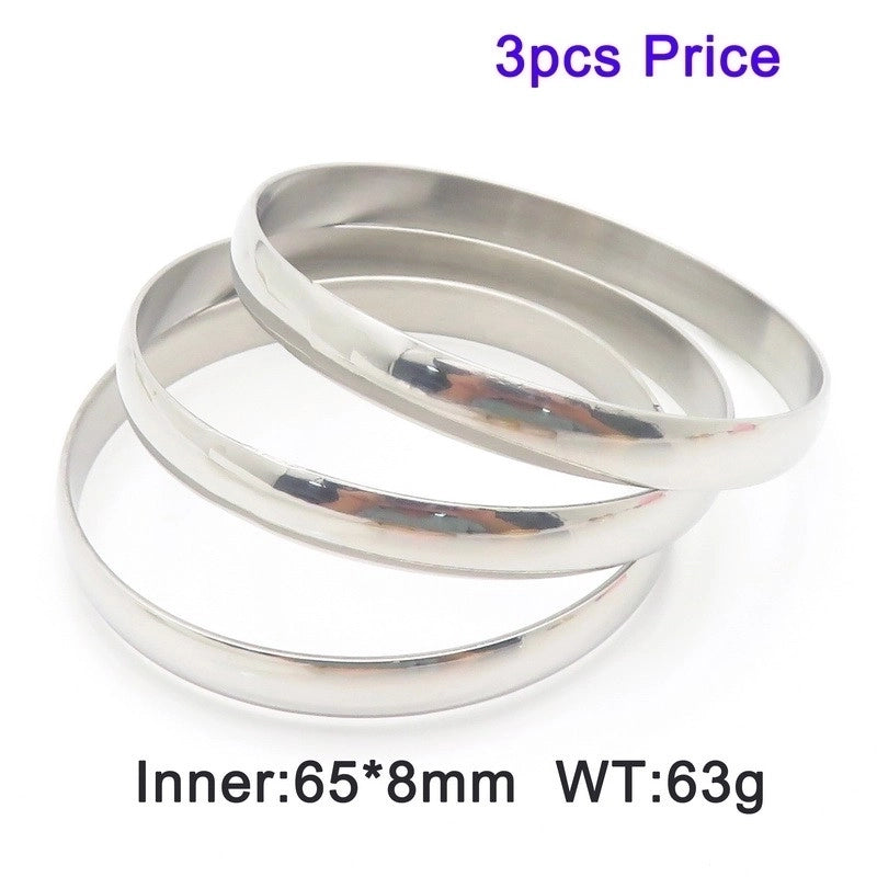 Minimalist Round Stainless Steel 18K Gold Plated Bangle In Bulk