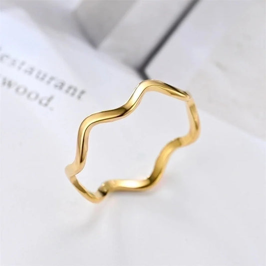 Minimalist Waves Stainless Steel Plating Rings