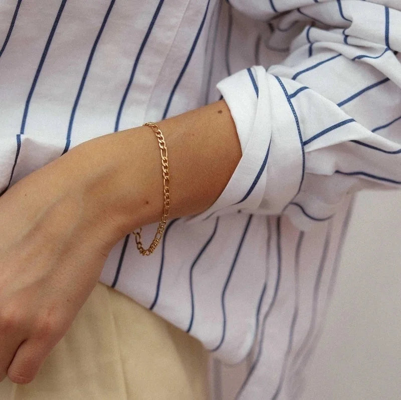 Hip-Hop Geometric 304 Stainless Steel Figaro Chain Bracelets In Bulk