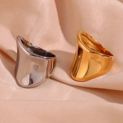 Basic Minimalist Classic Style Solid Color 304 Stainless Steel 18K Gold Plated Plating Rings