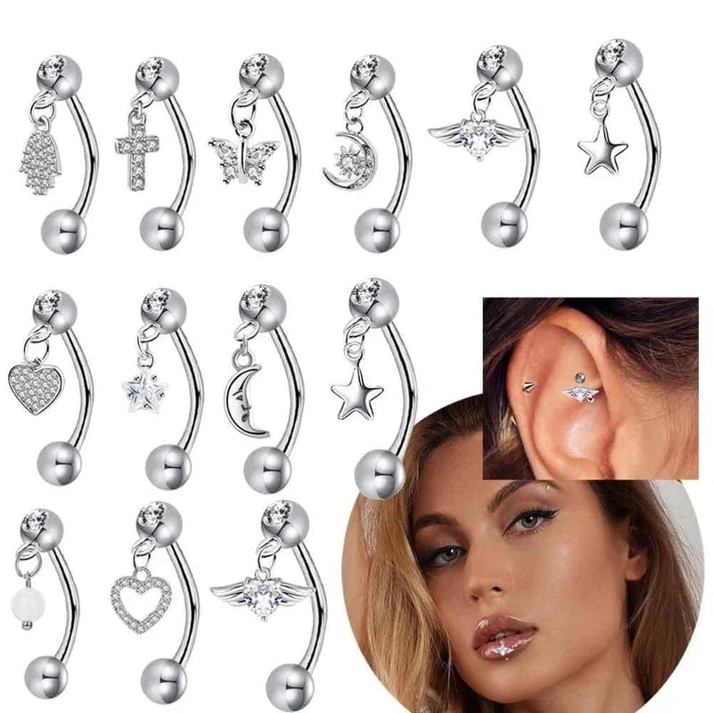 1 Piece Ear Cartilage Rings & Studs Minimalist Classic Style Water Droplets 304 Stainless Steel Eyebrow Studs Ear Cartilage Rings & Studs