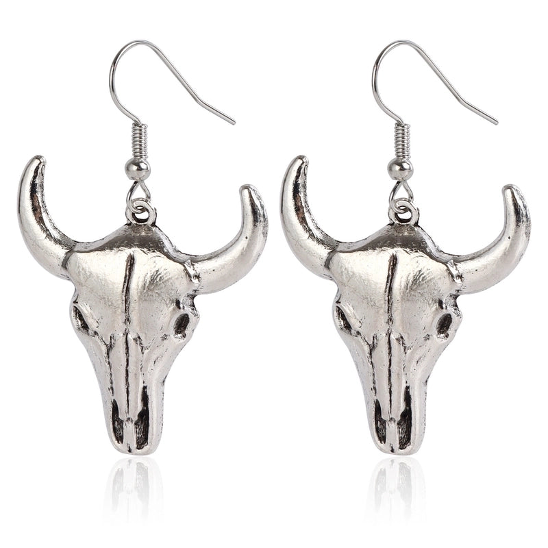 Jewelry Punk Western Denim Style Boots Cow Head Tassel Earrings Vintage Cactus Earrings For Women