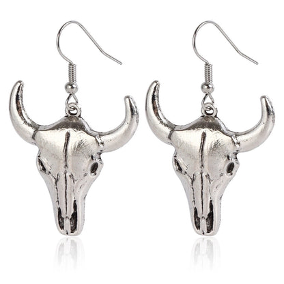 Jewelry Punk Western Denim Style Boots Cow Head Tassel Earrings Vintage Cactus Earrings For Women