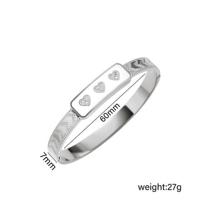 Elegant Letter Heart Shape Flower Titanium Steel Bangle