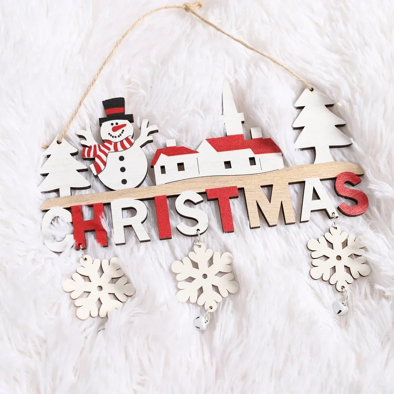 Cross-border New Christmas Decorations Wooden Christmas Tree Pendant Creative Christmas Pendant Wooden Crafts Door Hanging
