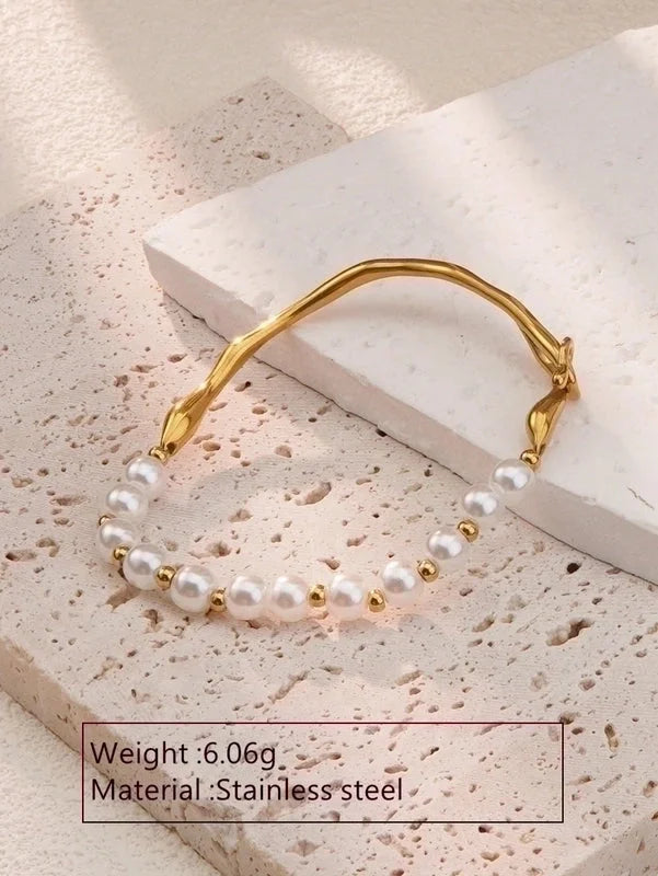 Sweet Geometric Solid Color 304 Stainless Steel 18K Gold Plated Plastic Bracelets In Bulk