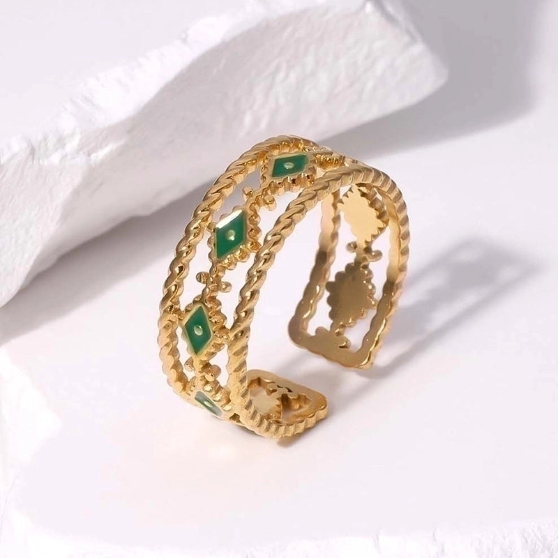 Stainless Steel Vintage Style Devil's Eye Plating Open Rings