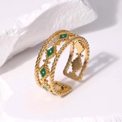 Stainless Steel Vintage Style Devil's Eye Plating Open Rings