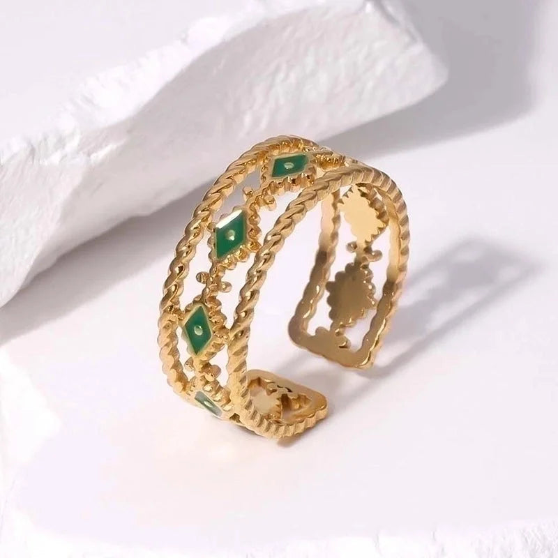 Stainless Steel Vintage Style Devil's Eye Plating Open Rings